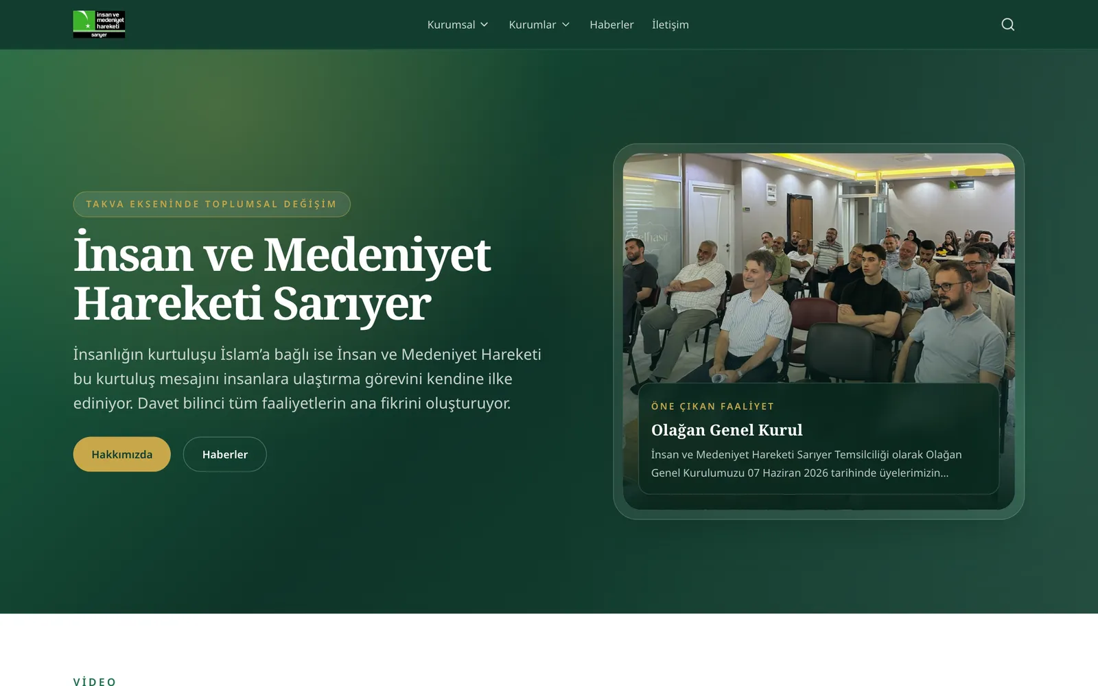 Kurum web sitesi ana sayfası